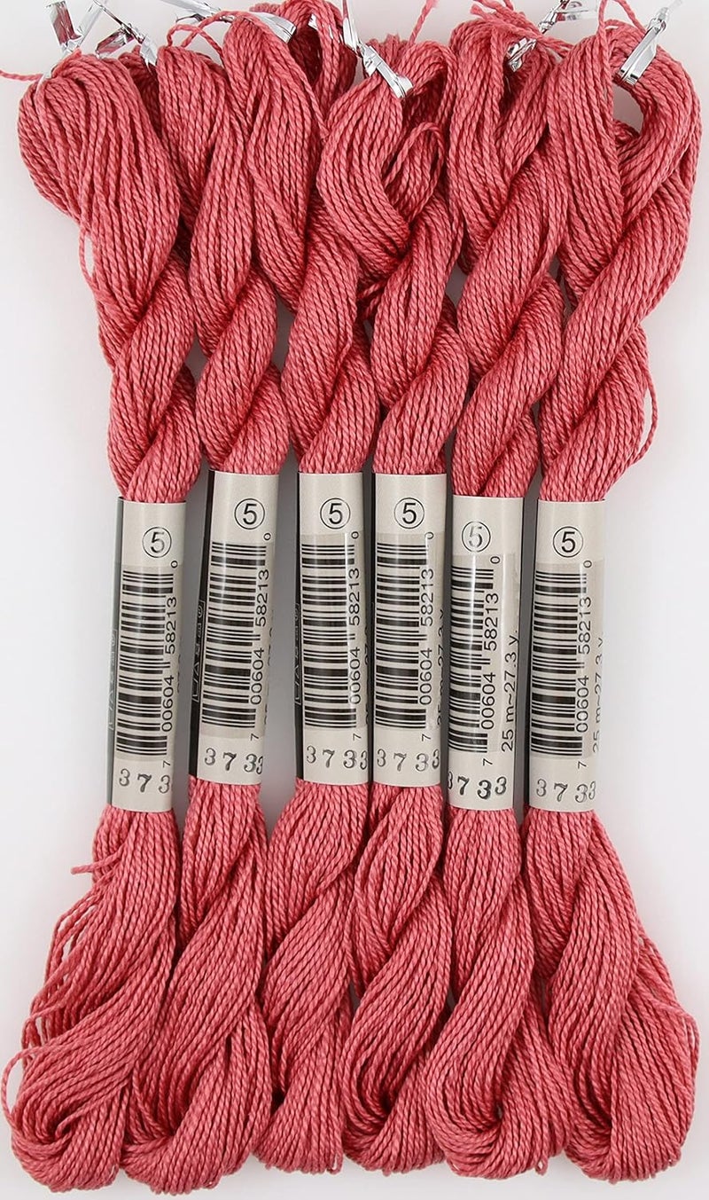 KCS 25 M/Skein Mercerized Pearl Cotton Crochet Needlepoint Thread,Size 5,6 skeins,Dusty Rose - Image 4